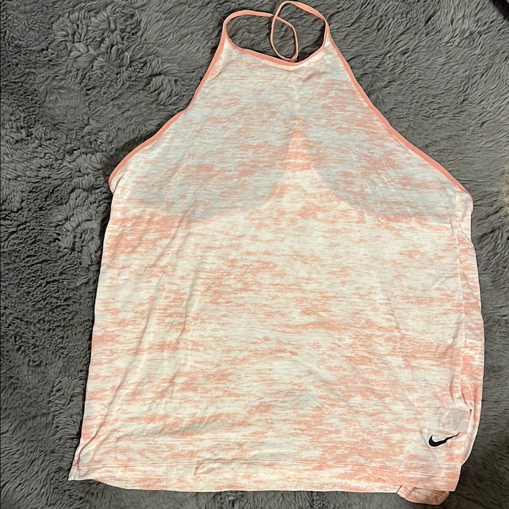 Nike Pink and White Tank Top with Racerback